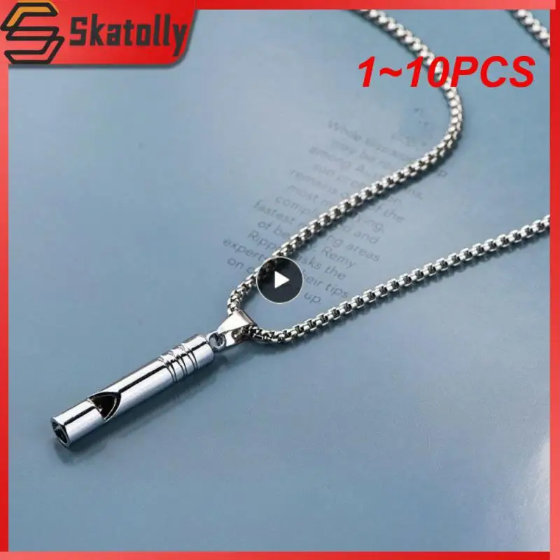 

1~10PCS Whistle Necklace Pendant Emergency Survival Whistle Outdoor Hiking Camping Necklaces Stainless Steel Punk Whistle