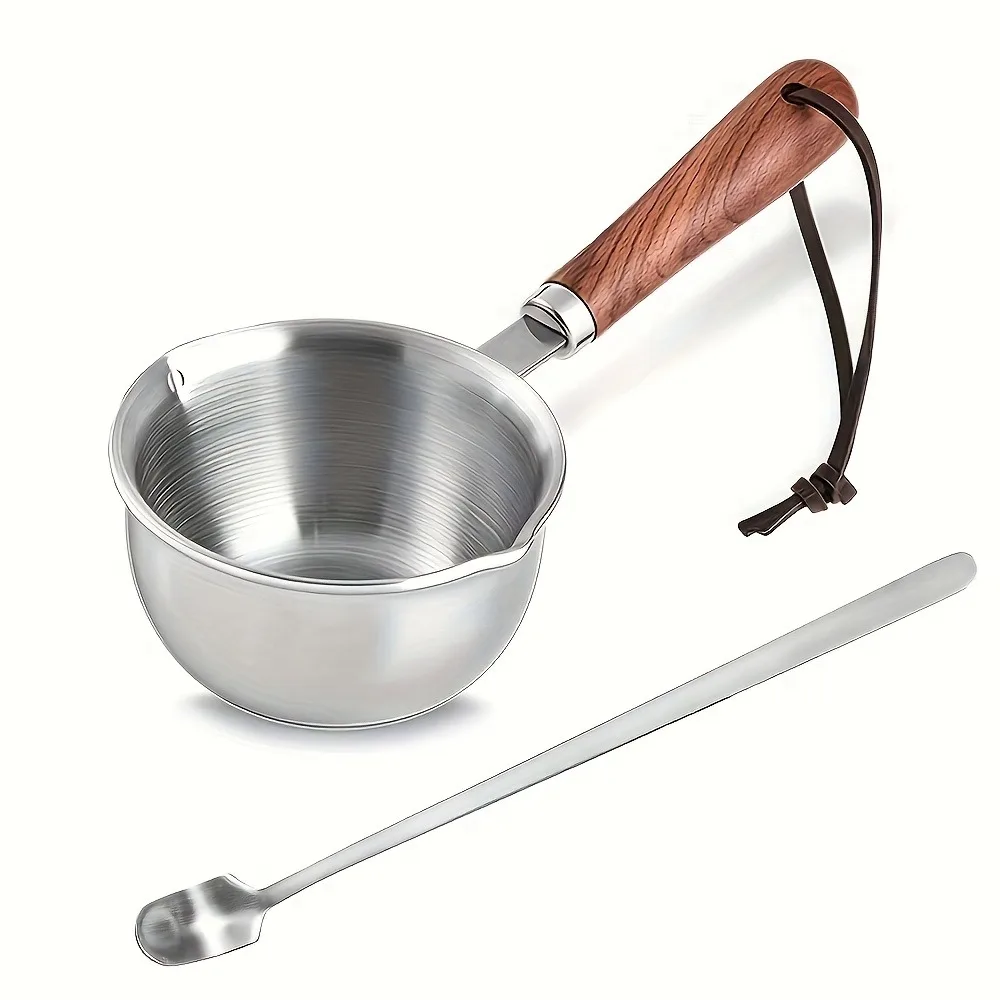 10oz Stainless Steel Wax Melting Pot with Wooden Handle 2