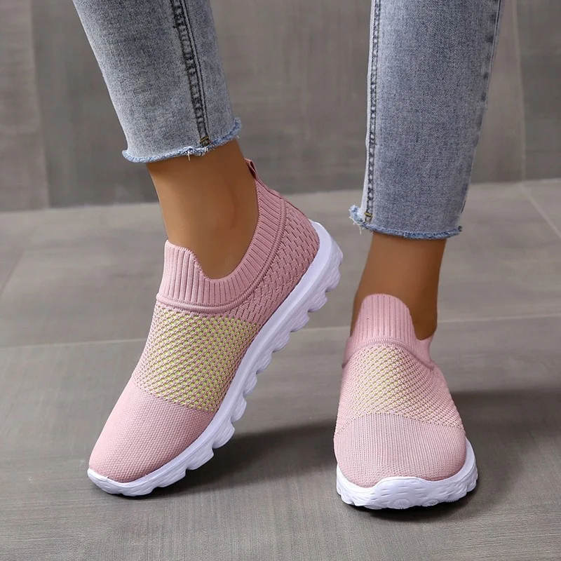

Shoes for Ladies High Quality Comfortable Knitted Women's Vulcanize Shoes Breathable Women Sneakers Light Flat Women's Shoes