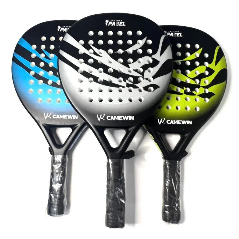 Pro-Level Padel Racket-3K Carbon Fiber & EVA High-Bounce Core w/Tec Rubber Grip, Tournament-Ready Round Shape Includes Cover