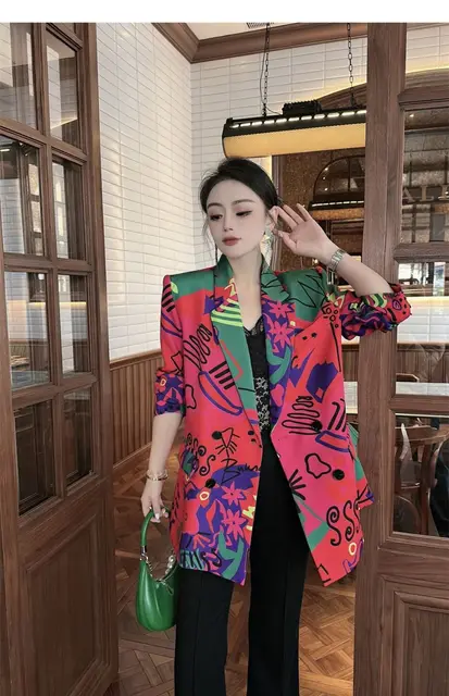 Blazer Donna Oversize Curvy - Giacca Casual Elegante Taglie Forti