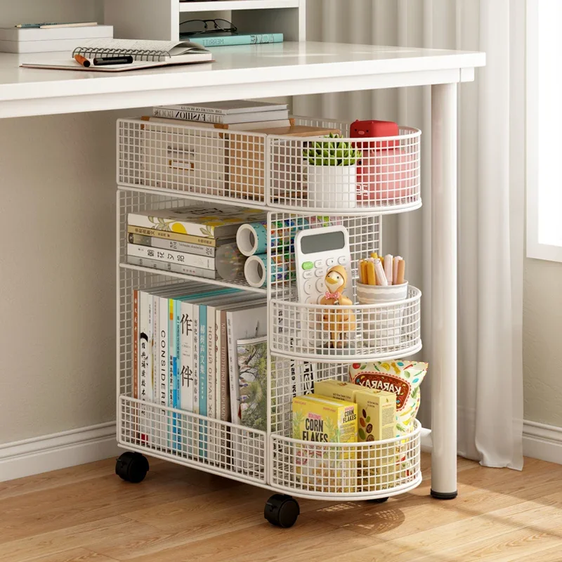 Floor Removable Table Bookshelf Office Layered File Folder Book Desk Side Student Storage Rack Home Living Room Snack Rack
