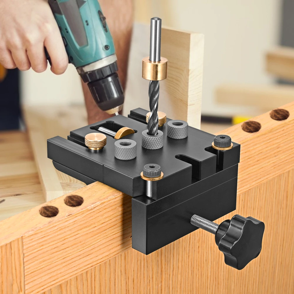 Pocket Hole Jig Kit Tool 3 in 1 Woodworking Doweling Jig Kit with