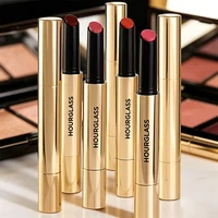 Hourglass Rouge à lèvres et baume brillant volumisant 6 couleurs, tube métallique de luxe avancé, couleur Chocolat Thé au lait cannelle 6
