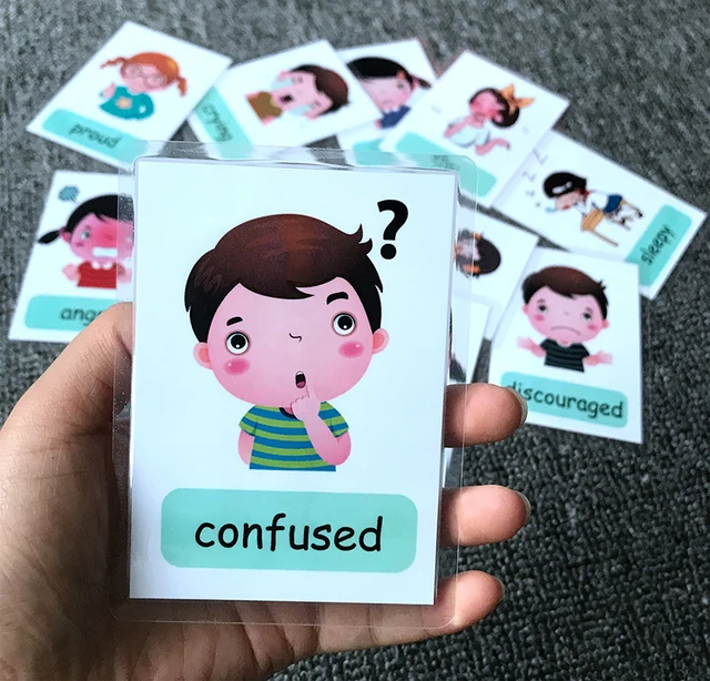 12 Pcs Feeling Flashcards Game Baby Emotion Learning Card Flash Cards Montessori Children Kids Funny Memory Exercise Game 4