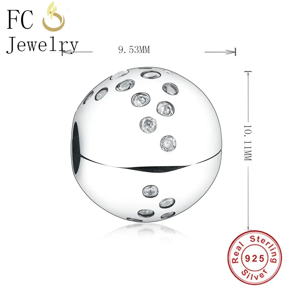 FC Jewelry Fit Original Brand Charms Bracelet Ball Shape Mix Cubic Zirconia Bead Stopper Clip Making Craft Women Berloque 2019 4