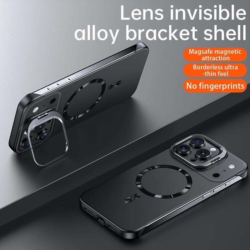 Ultra Slim Frameless Phone Case with Metal Lens Stand and Magsafe Compatibility