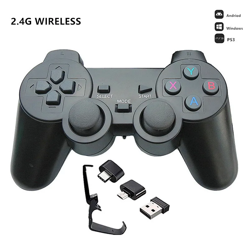 24GWirelessGameControllerJoystickWithMicroUSBOTGAdapterFor