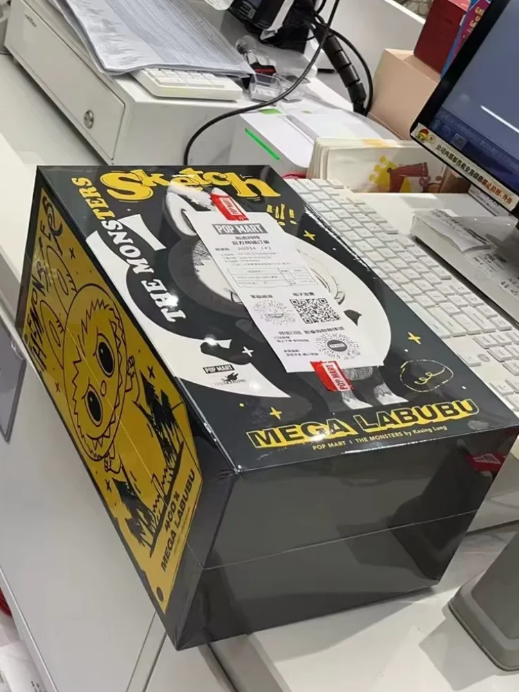 Figuras de anime originales nuevas de The Monsters Mega Labubu 400% Sketch, juguetes de colección, adornos de dibujos animados, regalo de Halloween para niños