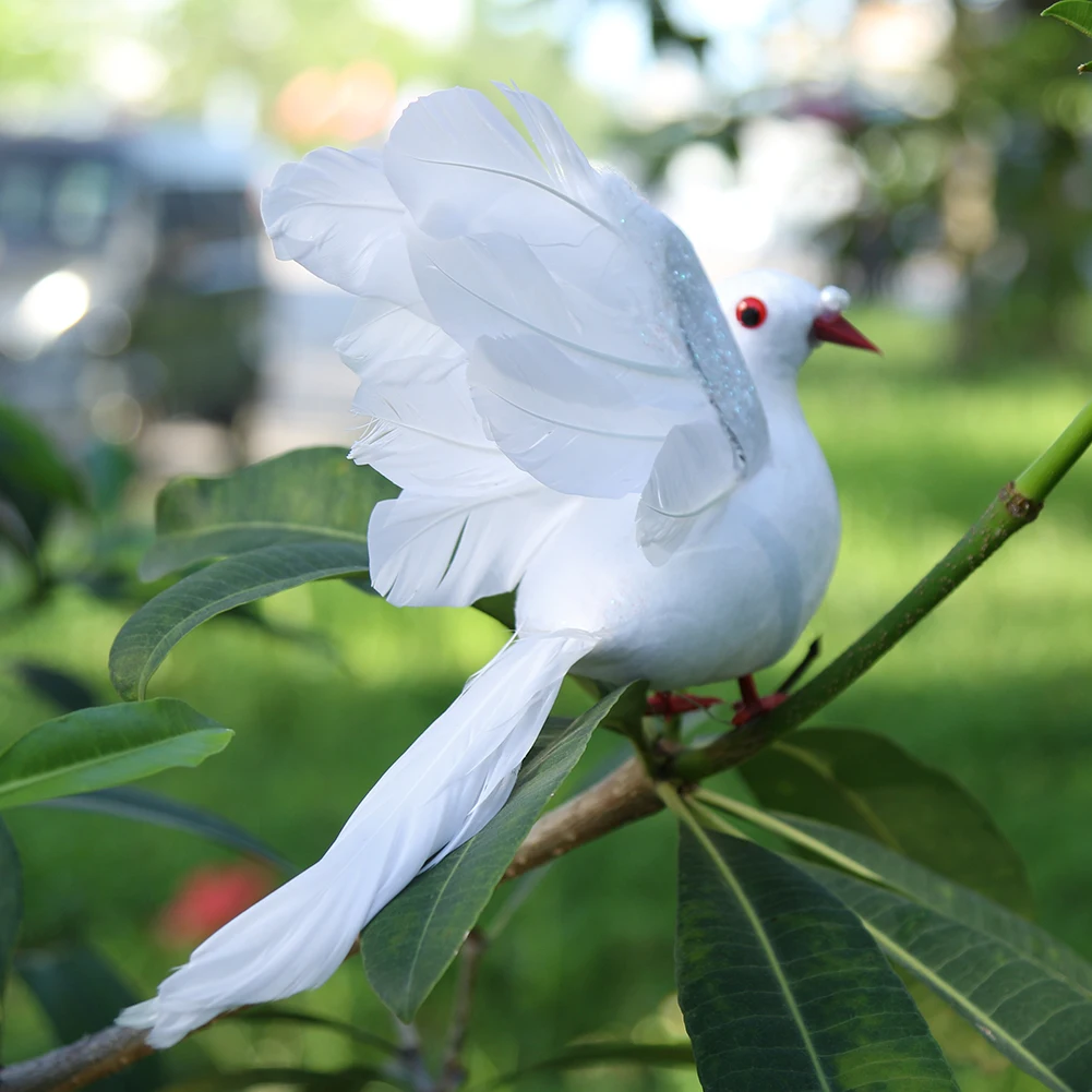 Spreading Wings Simulation Doves Portable Model Feather Bird White Doves Foam Plastic Foot Wedding Decor for Home Party Props