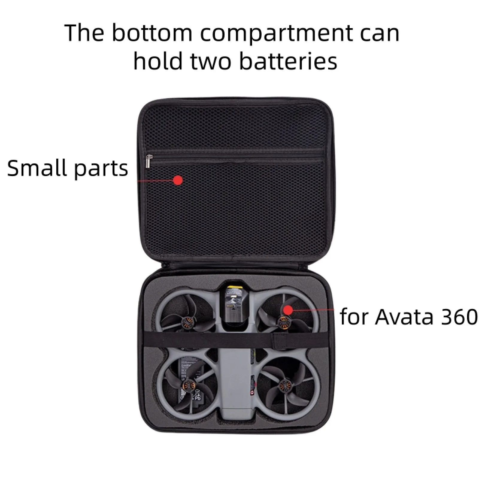 DJI Avata 360용 보관 가방은 먼지 방지 및 내구성을 위해 나일론 소재로 제작되었습니다.