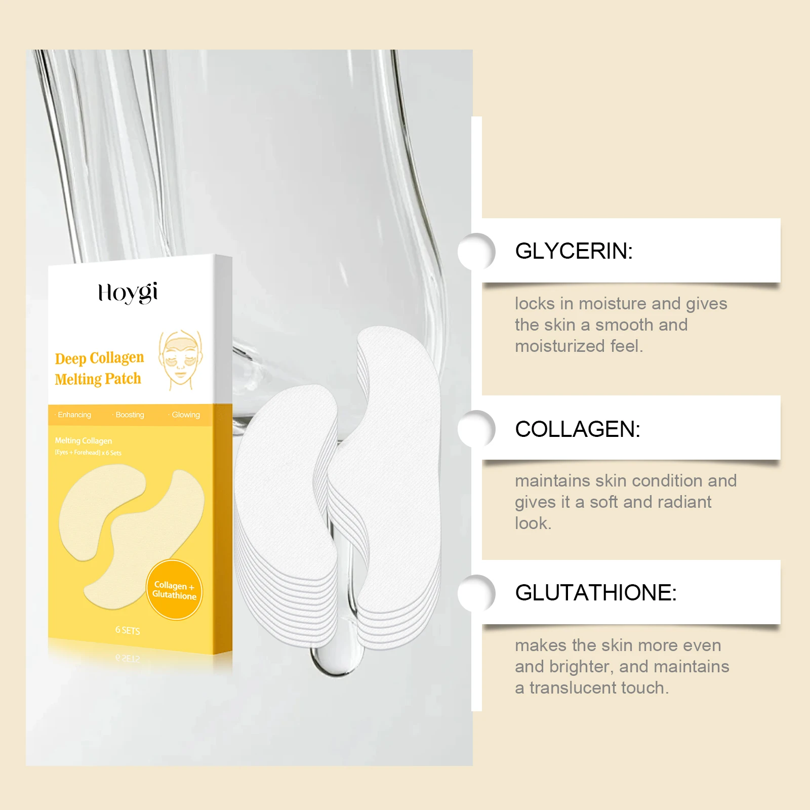 Collagen Protein Soluble Patches For Forehead And Eye Firming_voghion.com