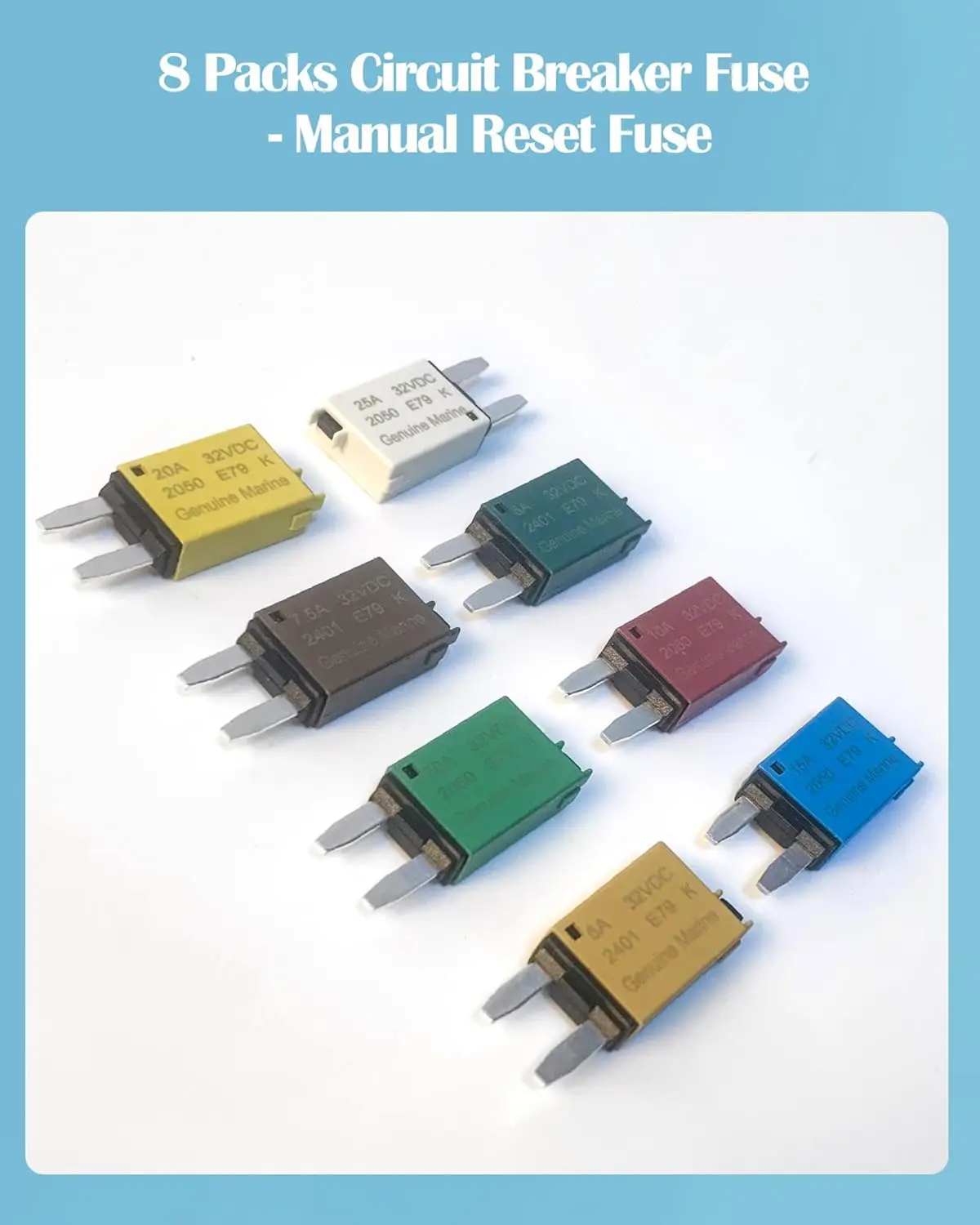 Manual Reset Mini ATM Circuit Breaker Blade Fuse 5A 6A 7.5A 10A 15A 20A 25A 30A Car Motorcycles Truck RV Yacht Ship Fuse-Link