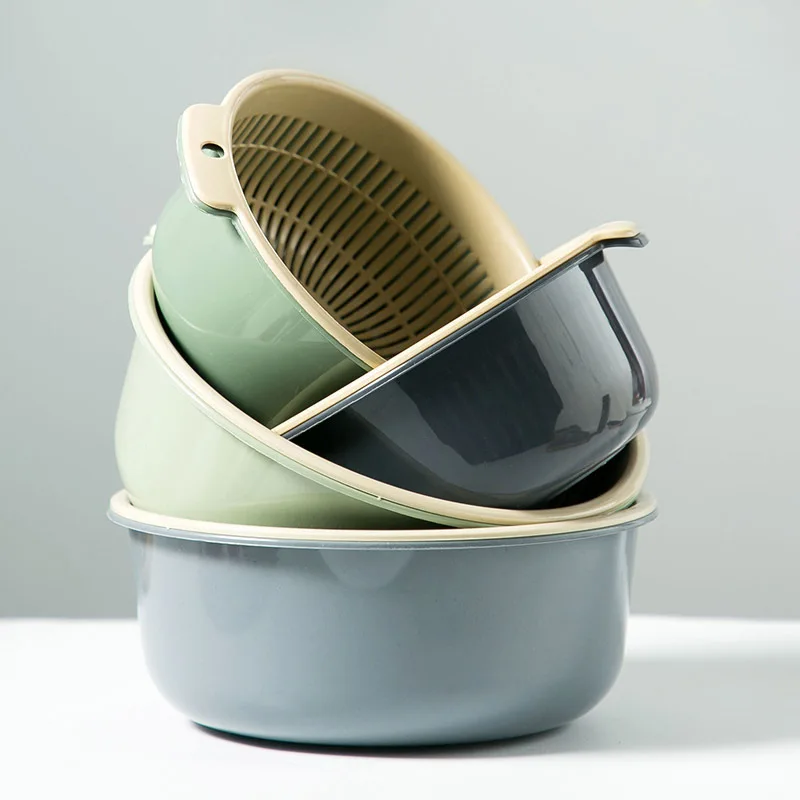 1/2PCS Household Double-layer Wall-mounted Drain Basket Wash Fruit Tray Basket Vegetable Cleaning Kitchen Fruit Washing Basket