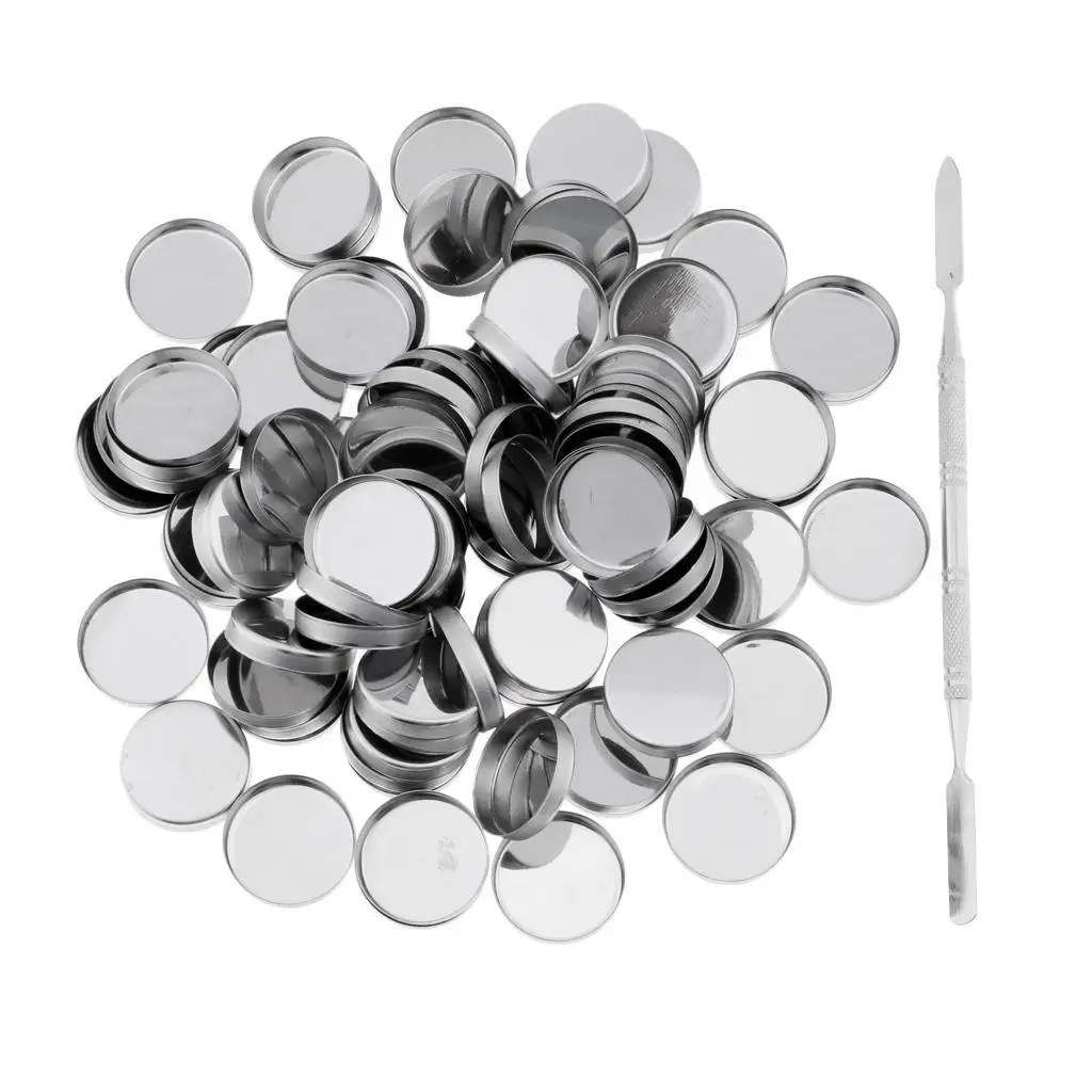 Palette Deep Round Empty Metal Pans With Stick Quantity Of 100 (26mm Diameter)