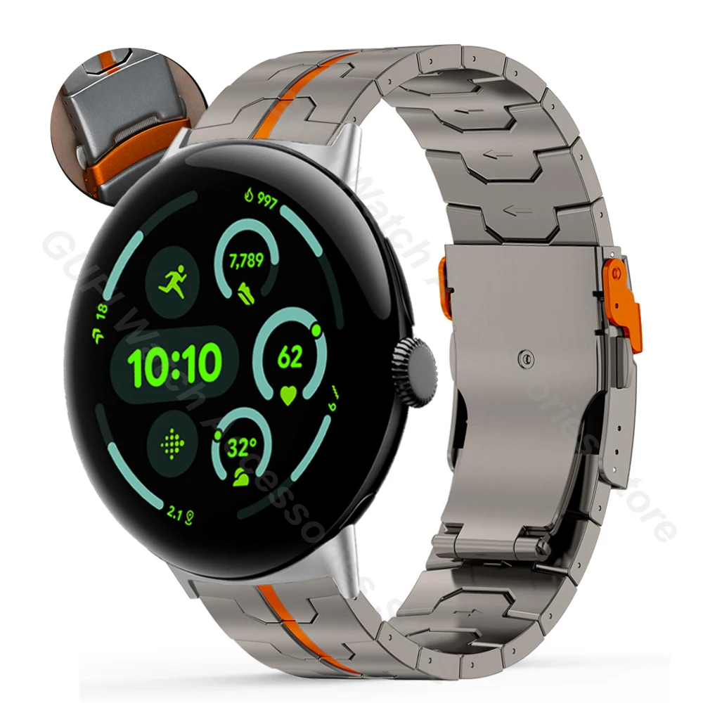 Titanium Men Strap for Google Pixel Watch 3 45mm Band Link