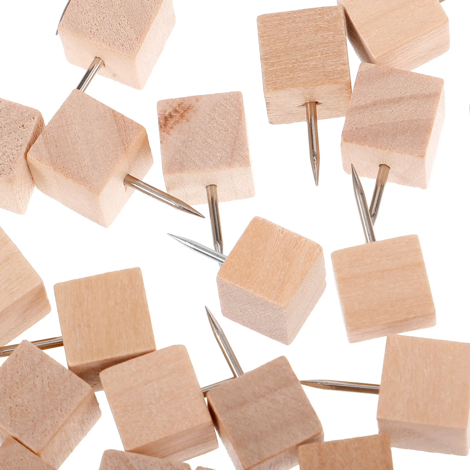 100개 코르크 보드용 나무 푸시핀, 사무실/학교용 게시판, 사진, 메모, 지도 표시용 벽걸이 핀