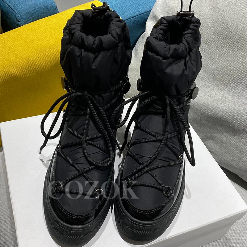 

Female Short Boots 2023 Winter New Narrow Band Design Platform Wool Warm Snow Boots Wear-Resistant Thick Bottom Women Shoes