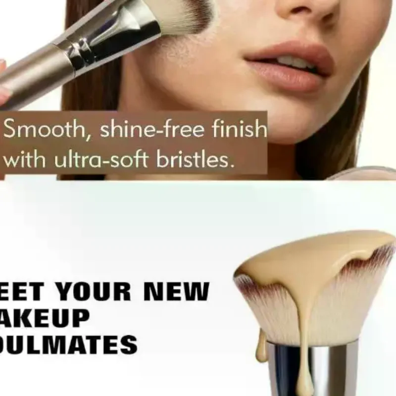 1pc Professional Dual-Ended Makeup Brush - Foundation Powder Concealer Contour Blush Brush 2-in-1 Multifunctional Cosmetic Tool