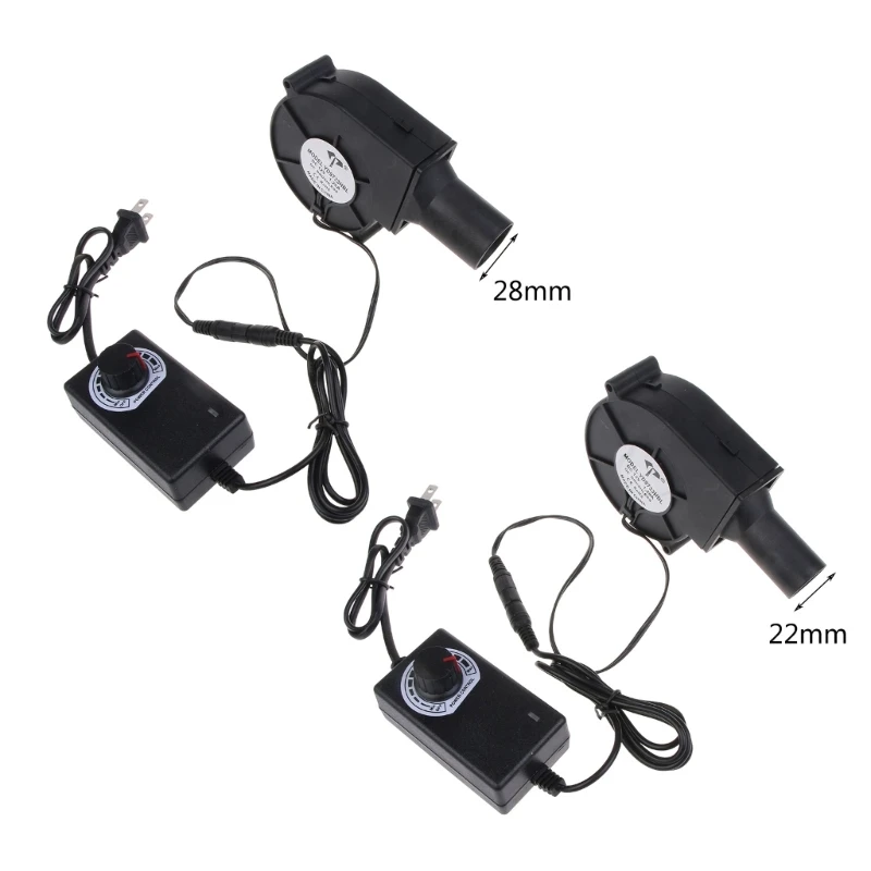 

Electric Cooking Blower Fan 12V1.2A Output 2.8cm/2.2cm Diameter Air Duct Air Blower Wood Fire Stove Tool Ball Bearing