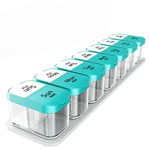 Oversized Weekly Pill Organizer with AM/PM Compartments for Medications and Supplements