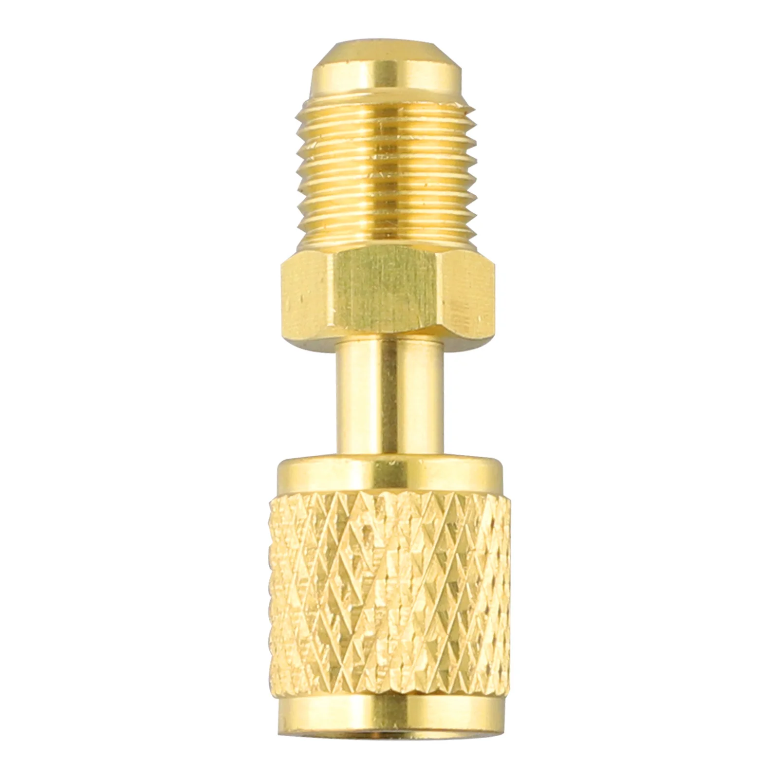 

Gold Plated Brass Adapter Female 5/16 X M14SAE For Air Conditioning Systems, Easy Installation, Suitable For R410 R32 R22