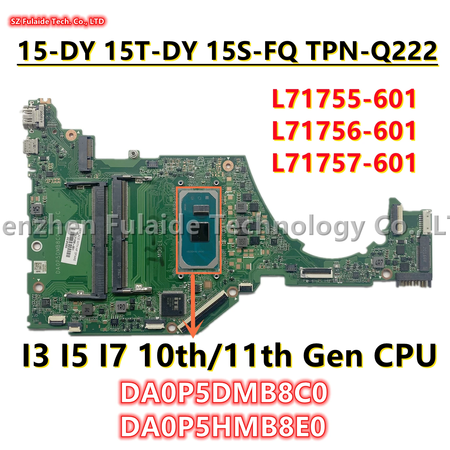 Placa-mãe Portátil para hp Pavilion Da0p5dmb8c0 Da0p5hmb8e0 Da0p5dy 15t-dy 15s-fq Tpn-q222 i3 i5 i7 10ª e 11ª Geração Cpu L71755601