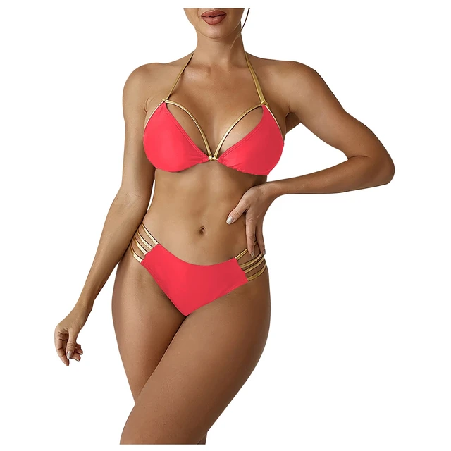 2022 New solid color small breasts together sexy slimming bikini split  swimsuit for women - AliExpress