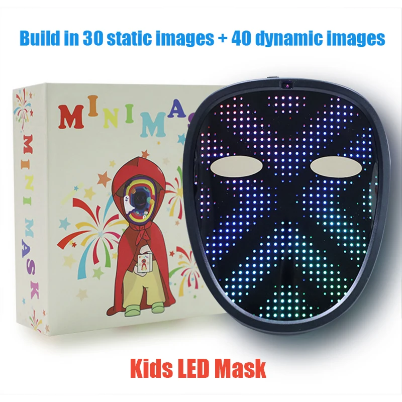 

Christmas LED Mask Full Face Gesture Sensing Face Changing Glowing Mask Small Size for Children Carnival Halloween Decor
