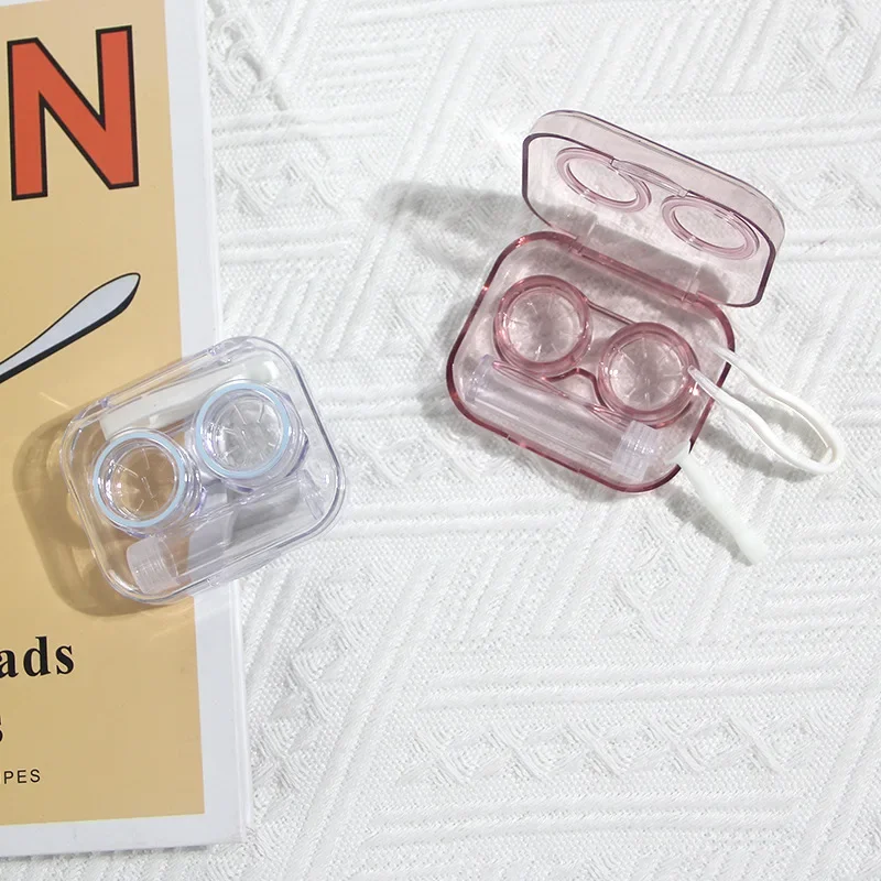 Transparent Tweezers Suction Stick Container Set Portable Contact Lens Box for Women Travel Contact Lenses Case