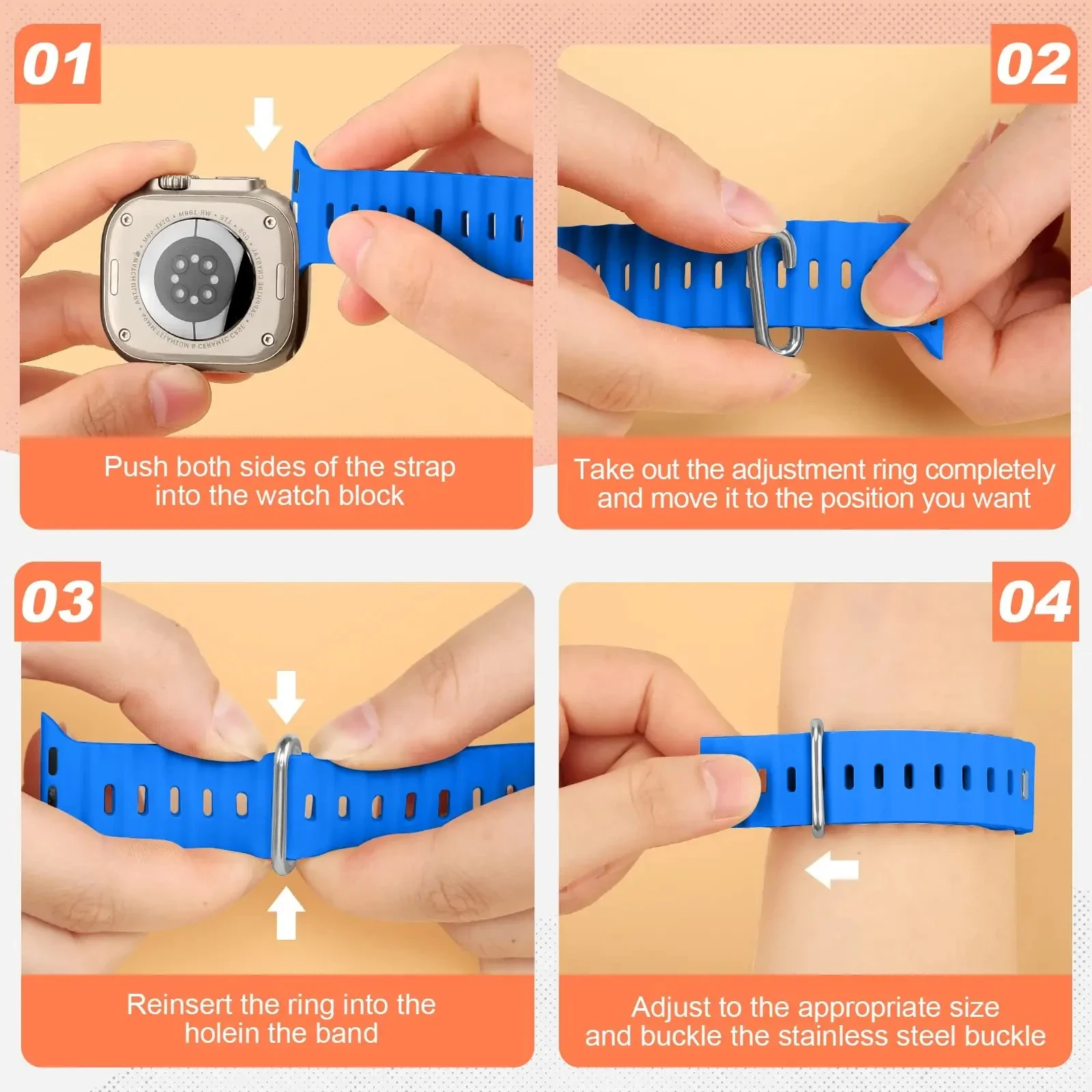 Versatile Silicone Bracelet for Apple Watch - Multiple Sizes