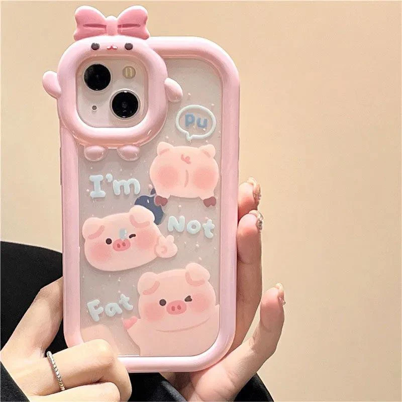 Case For IPhone 14 11 13 12 Pro Max Cute Pig Bear Cases Iphone X XR XS Max 7 8 6 6S Plus 14 SE 2020 2022 Transparent Cover Funda