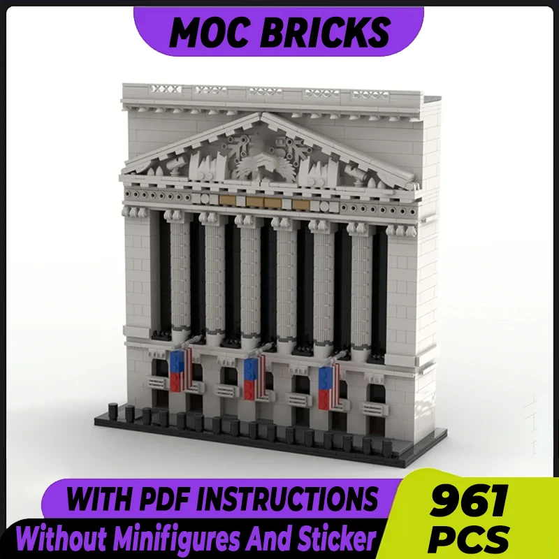 

City Street View Model Moc Building Bricks New York Stock Exchange Technology Modular Blocks Gift Christmas Toy DIY Set Assembly