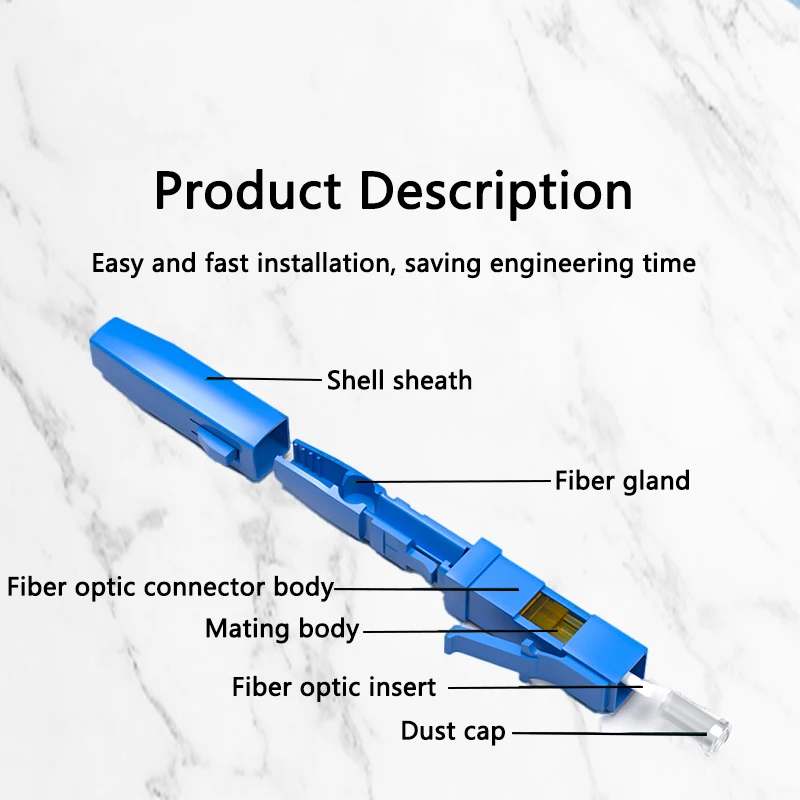 10-100pcs LC Fast Connector Single-mode Fiber Optic Quick Connector LC Embedded Type FTTH Fiber Optic Fast Connector