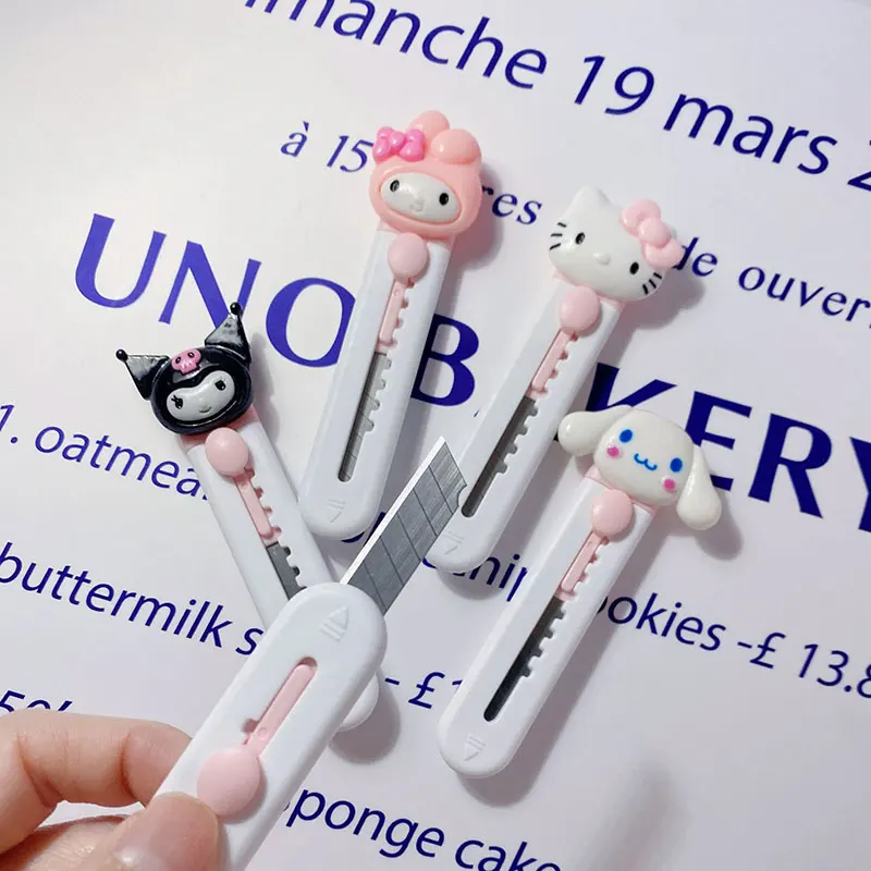 산리오 헬로 키티 문구 나이프, 귀여운 만화, 쿠로미, 마이 멜로디, DIY 미니 다목적 봉투, 오프닝 나이프, 학교 용품