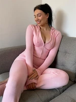TARUXY Women Spring Outfits Casual Zipper Sweater Hoodie Set High Waist Flare Pants Suits Pink Knitted Womens Y2k Two Piece Set 2