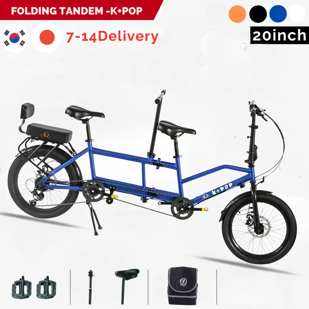 K + Pop 20 Pollici Pieghevole Tandem 3 Posti Shimano 7 Velocità Bici Da Viaggio In Tandem Da Città Biciclette Per Outdoor Beach Cruiser 2 Daus8.