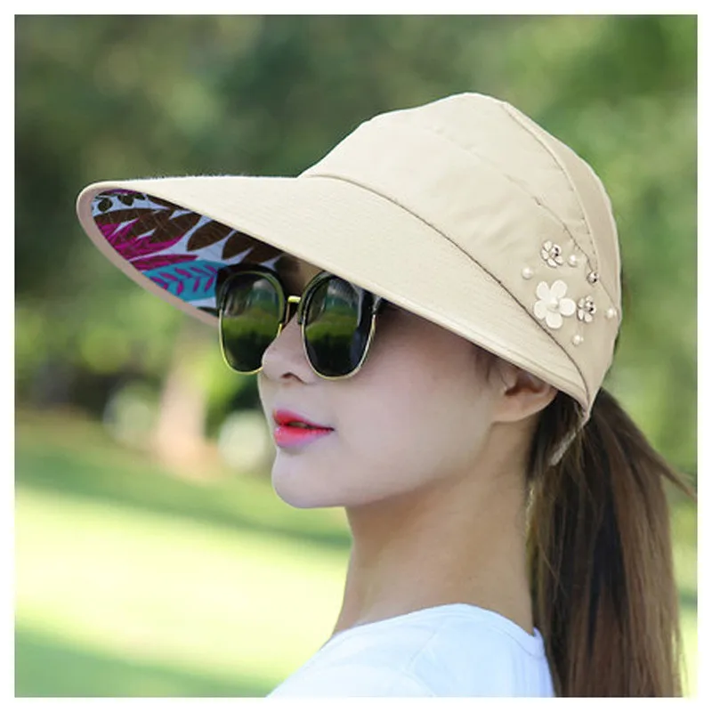 

Outdoor Beach Sun Prevent Hats Summer Sun Hats New Women Foldable UV Protection Sun Hat Visor Suncreen Caps