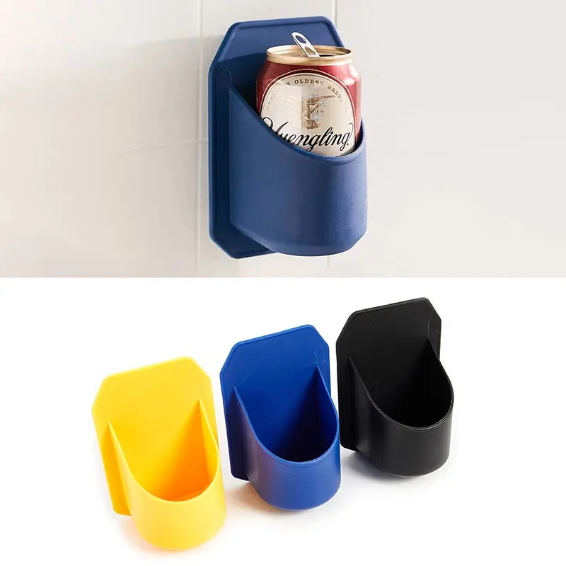 Shower Beer Rack Bathtub Seamless Paste Bathroom Wine Rack Drink Beer Cup Portable Beverage Holder 1PC cup storage holder