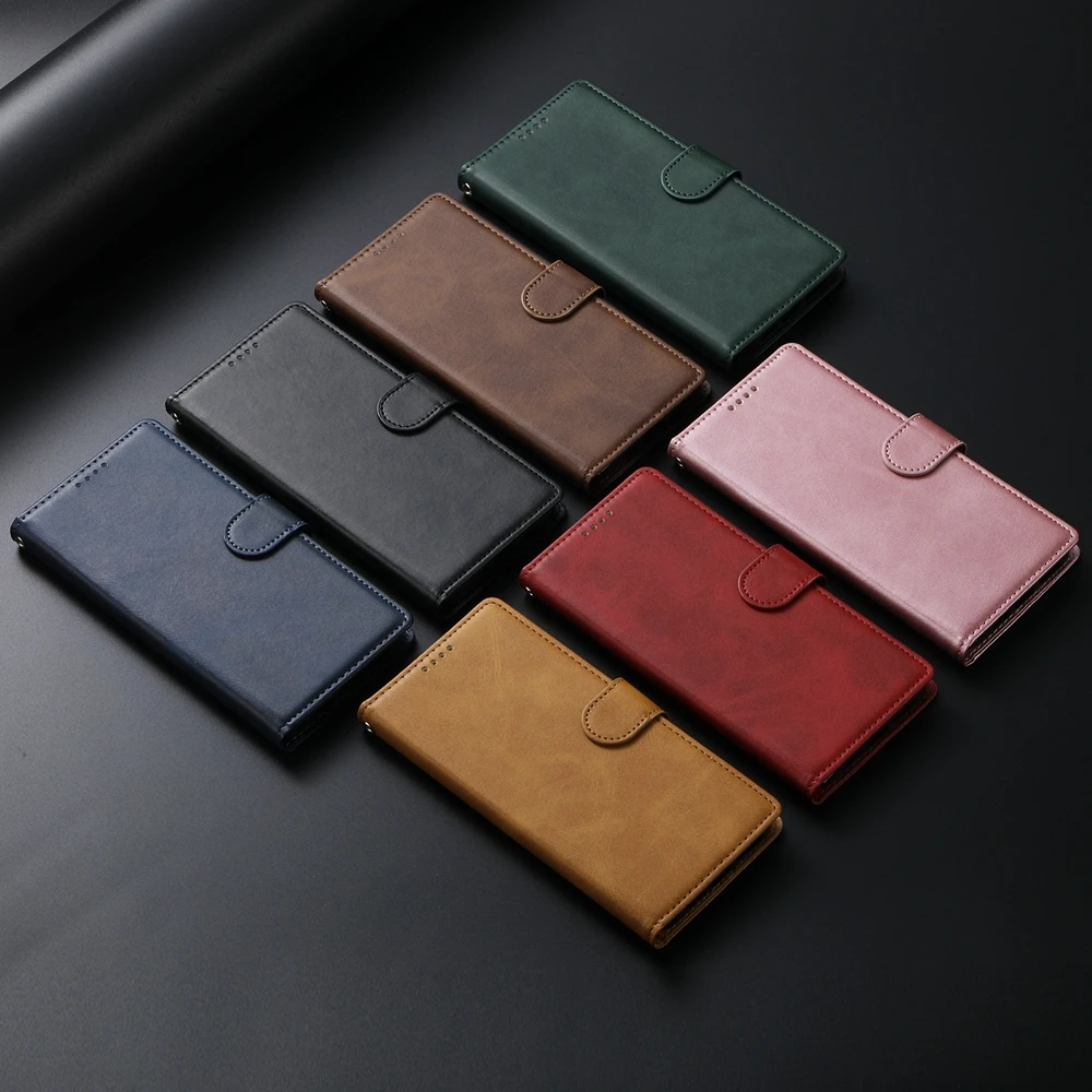Elegant Solid Color Leather Flip Phone Case Cover