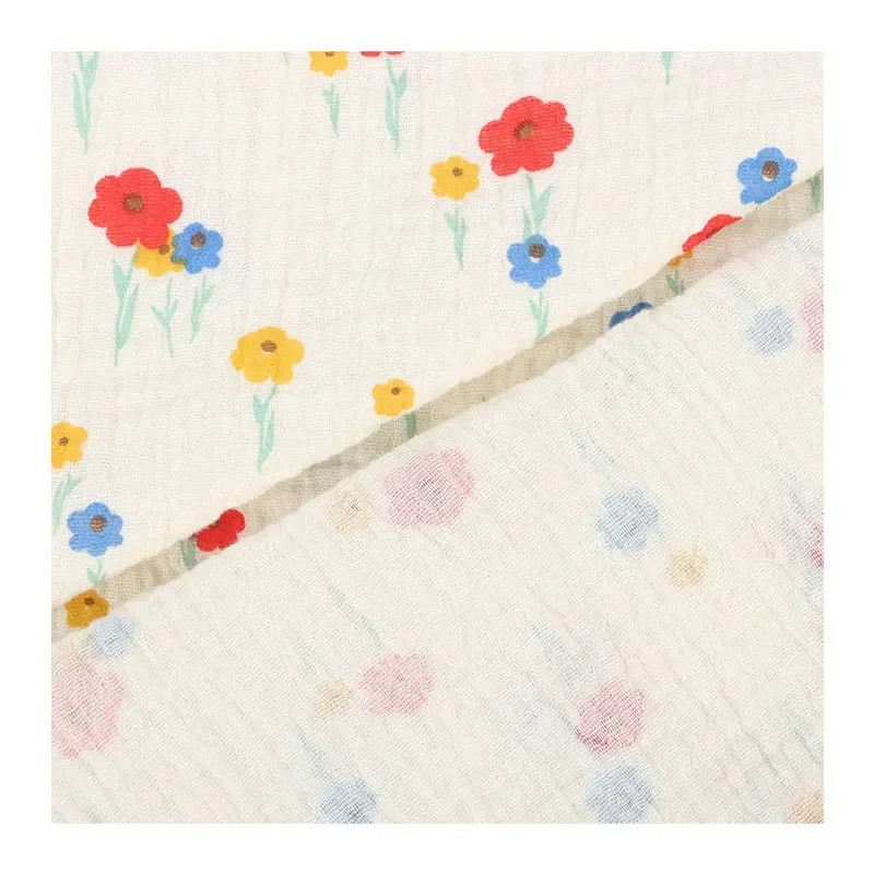 Stock Crepe Printing Fabric Blue Lotus Flower Baby Cap Scarf Romper Material Wax Printed Clothing Fabric From China Mainland