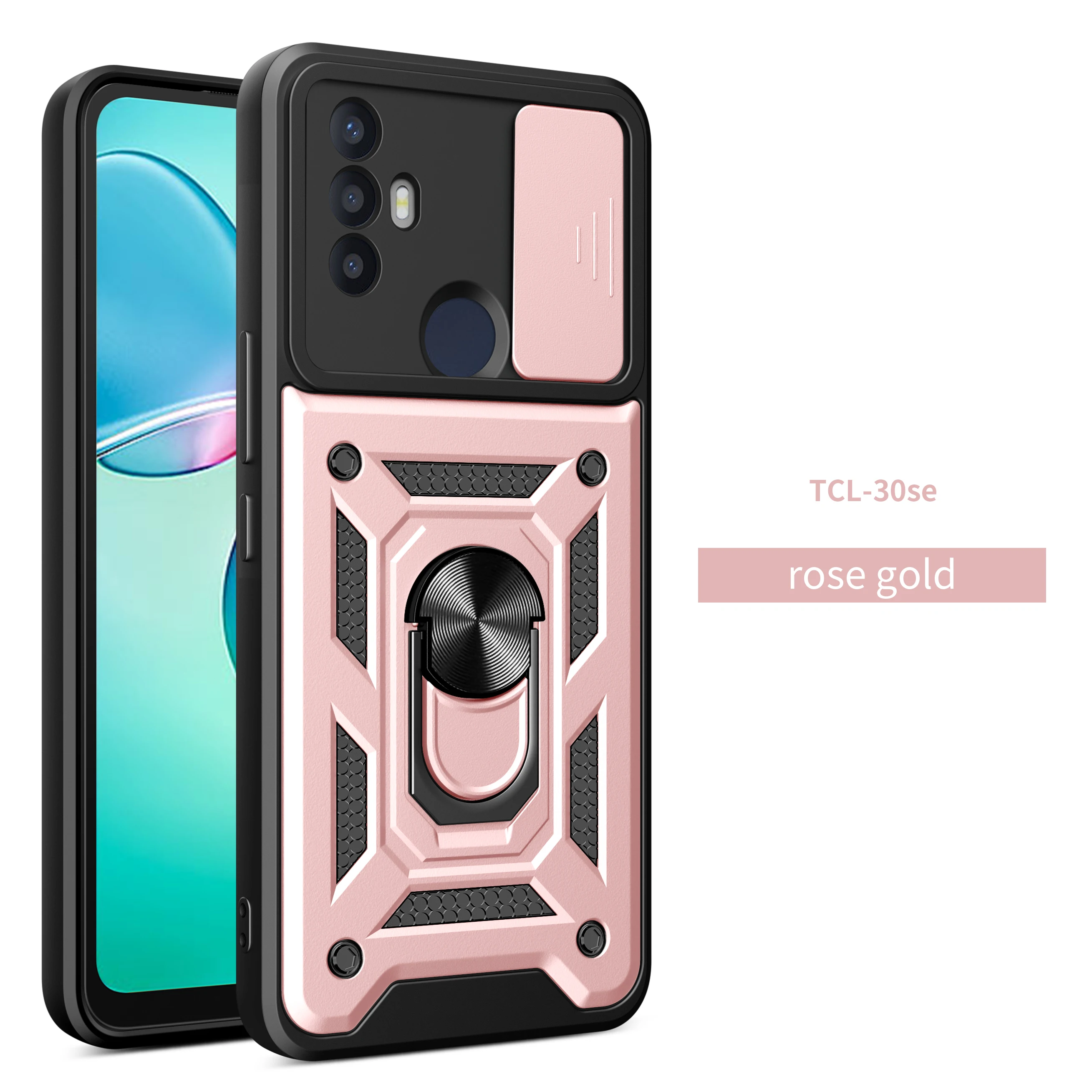 Magnetic Ring Holder Armor Case with Slide Camera Protection