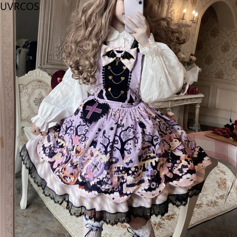 JL-526-2 Rosa Satin Victorian Chiffon Classic Sweet Lolita Kostüm dress Cosplay 