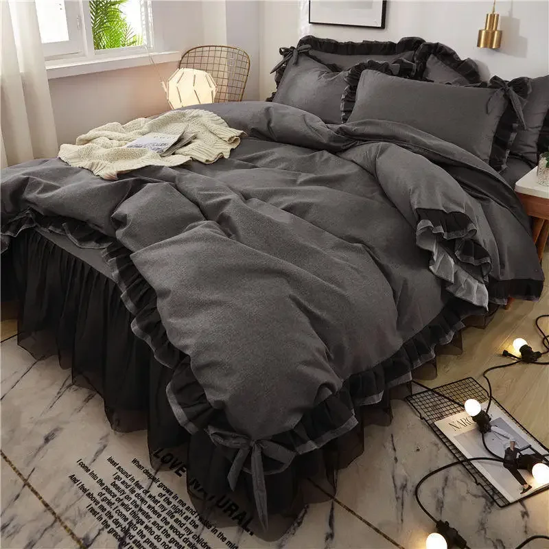 

Factory direct sale hot style black lace four-piece princess wind bed skirt 1.5/1.8m bed