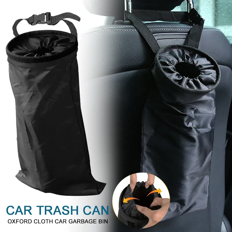 Multifunctional Hanging Seat Back Storage Bag Trash Can Organizer Car Trash Can Oxford Cloth Car Garbage Bin Accessories