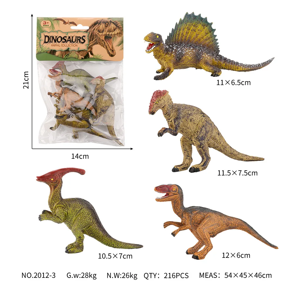 4PCS Styles13cm Small Dinosaur Models Toys Jurassic Tyrannosaurus Indominus Rex Triceratops Brontosaurus Boys Gifts for Children 2