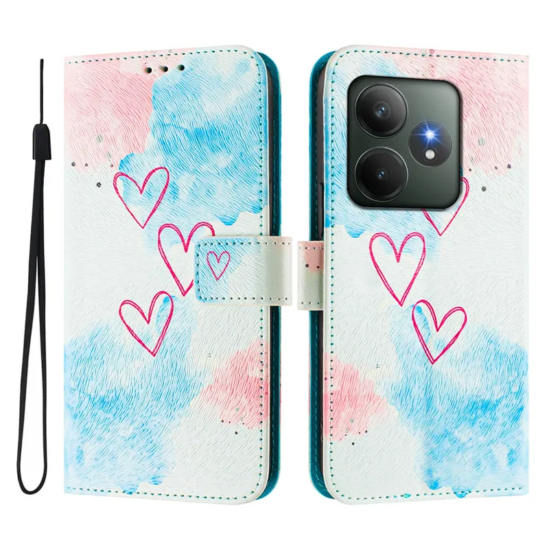 Elegant Leather Phone Case - Flip Cover Wallet with Magnetic Closure and Charming Cat, Flower, and Bear Designs.