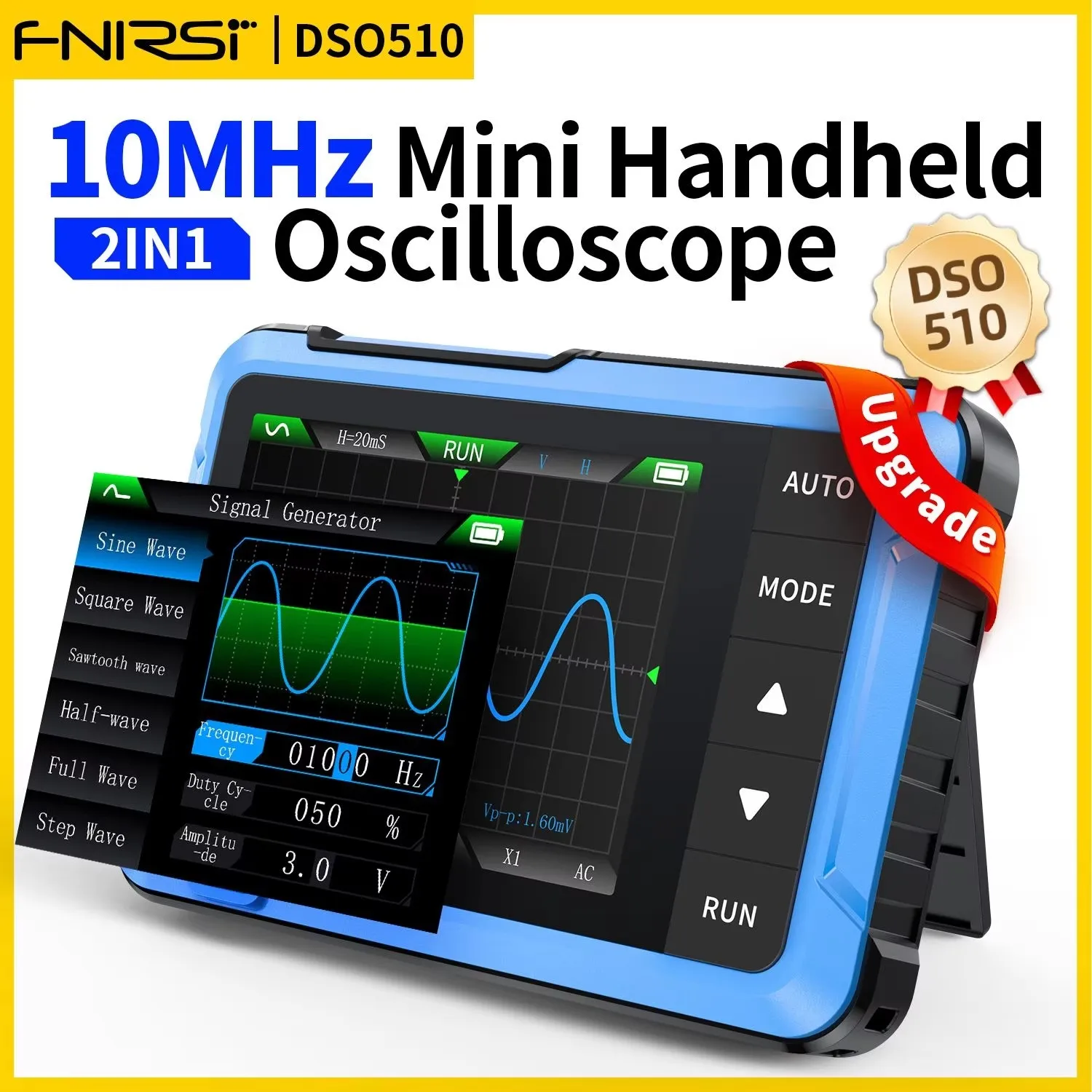 FNIRSI DSO153 Oscilloscopio Digitale Portatile 2 In 1 Con Generatore Di Segnali 0~10KHz