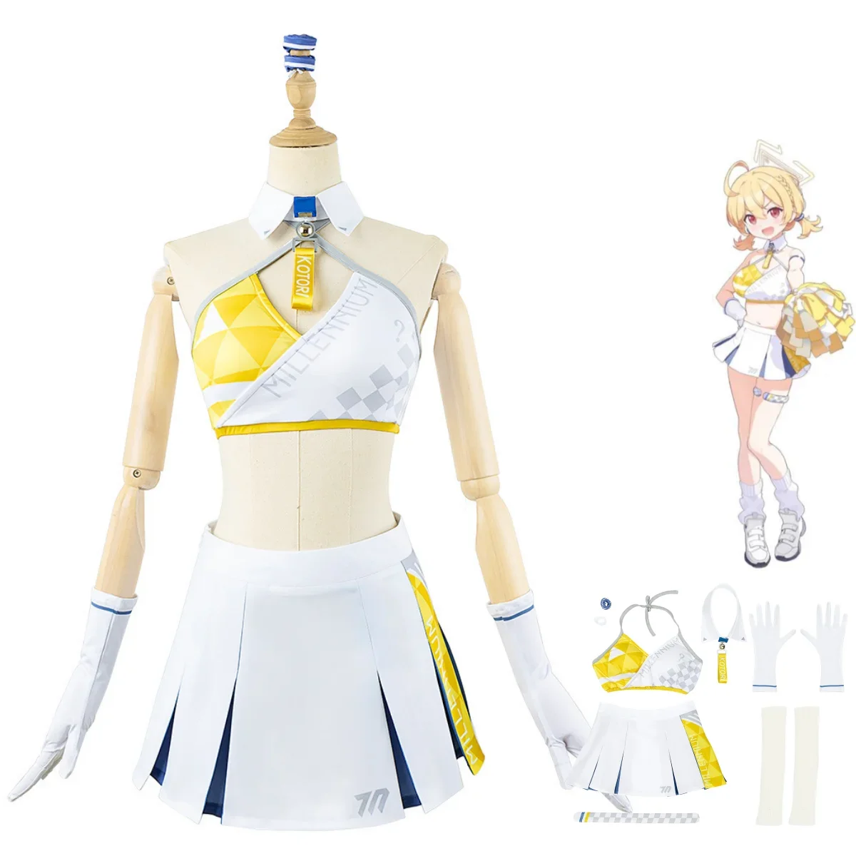 

Anime Blue Archive Toyomi Kotori Cosplay Costume Cheerleading Team Uniform Skirt Sportswear Woman Sexy Carnival Party Suit