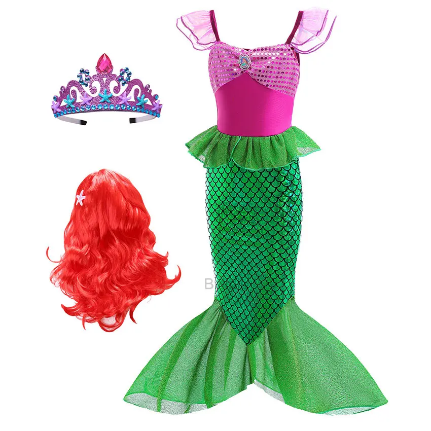 The Little Mermaid Costume Princess Ariel Mermaid Costume for Girls Ariel Carnival Halloween Costumes Party Dress Clothes
